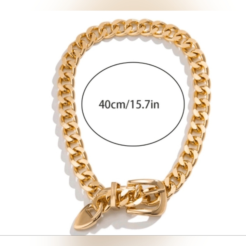 Gold Chunky Chain Choker Necklace - Picture 3 of 3